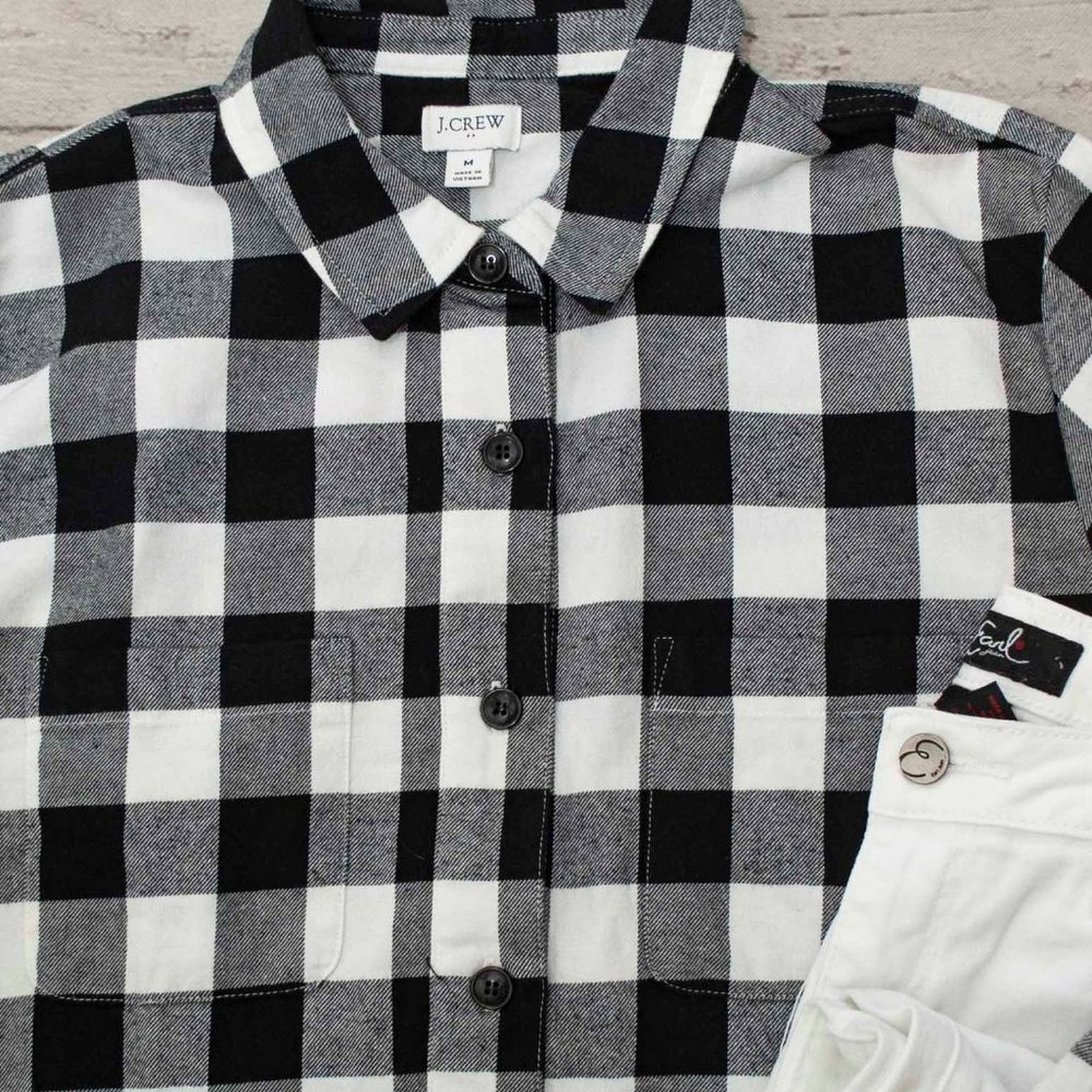 NWT J. Crew Buffalo Plaid Flannel Button Up Shirt Jacket size M - Picture 4 of 8